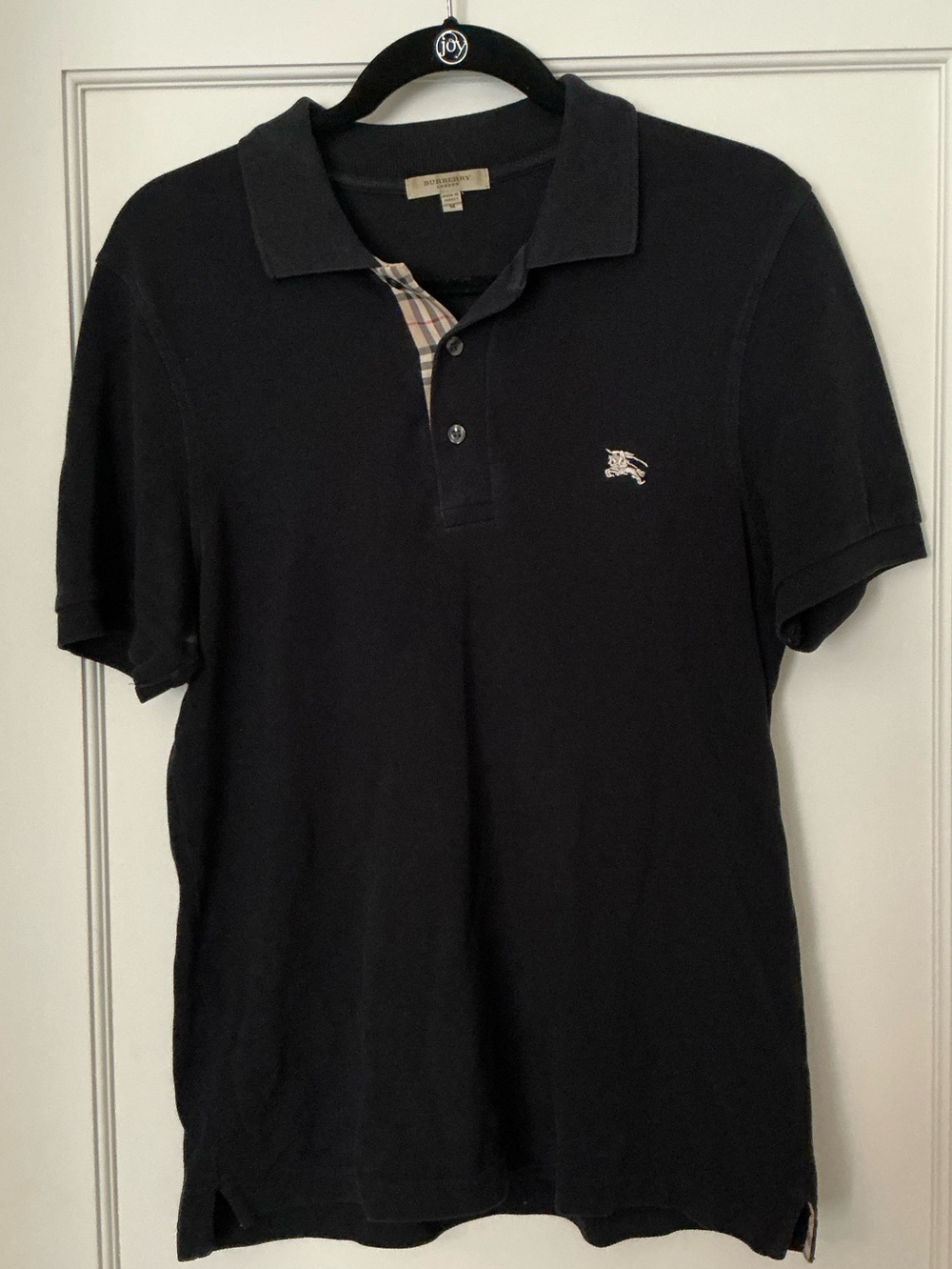 Burberry Black Polo with Vintage Check Placket